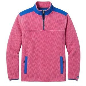 Chubbies Pink Quilted Half-Zip Sweater with Blue Trim